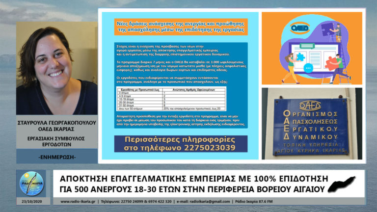 ΟΑΕΔ: Πρόγραμμα προεργασίας για 500 ανέργους στην Περιφέρεια Βορείου Αιγαίου