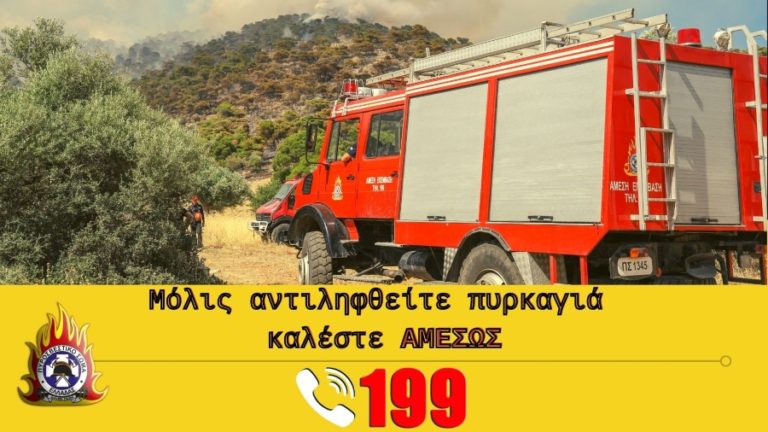 Σε εφαρμογή «Δράσεις αυξημένης ετοιμότητας» λόγω πολύ υψηλού κινδύνου πυρκαγιάς