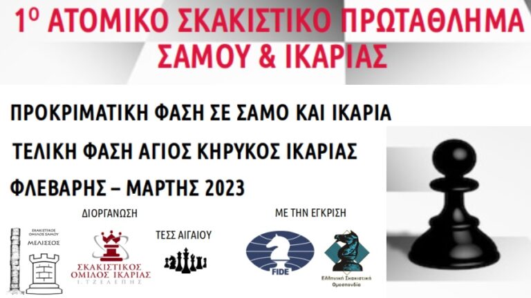 Φεβρουάριο και Μάρτιο το 1ο Ατομικό Σκακιστικό Πρωτάθλημα Σάμου & Ικαρίας