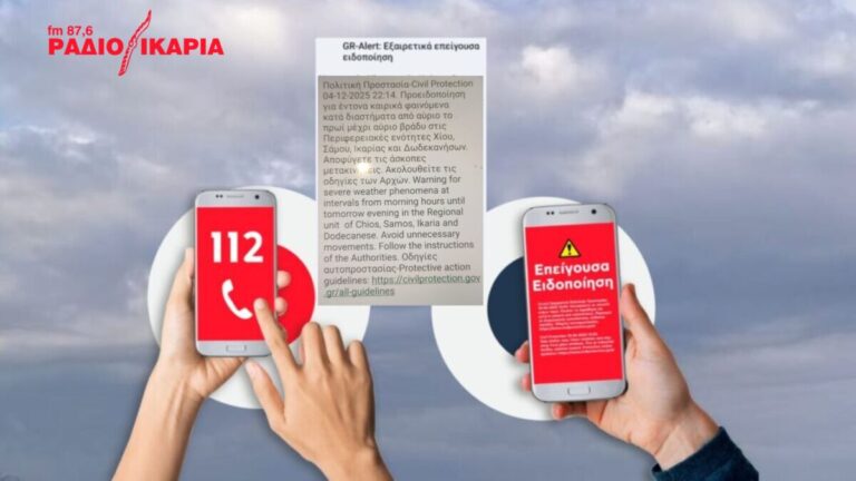 Ήχησε το 112 για έντονα καιρικά φαινόμενα τις επόμενες 24 ώρες