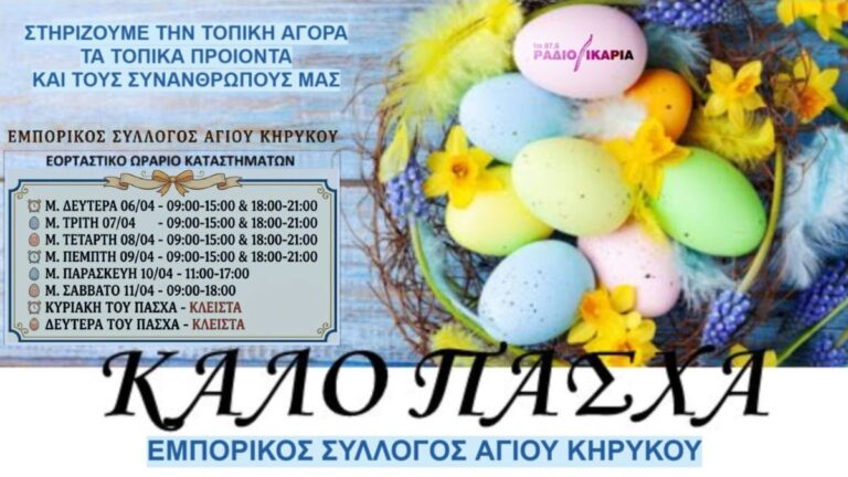 Σε εορταστικούς ρυθμούς λόγω Πάσχα τα εμπορικά καταστήματα Αγίου Κηρύκου
