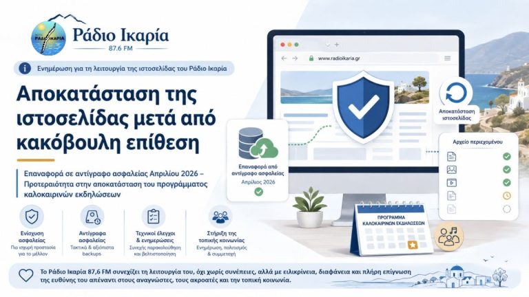 Αποκατάσταση της ιστοσελίδας μετά από κακόβουλη ψηφιακή επίθεση